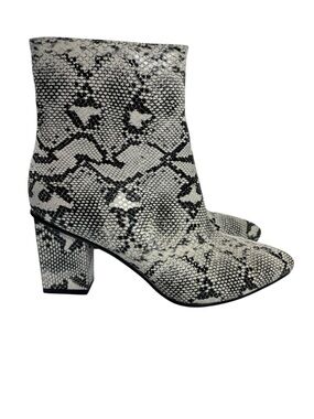 Snake Print Ankle Boots Block Heel Pointed Toe Size 10 Side Zip Wetkiss
